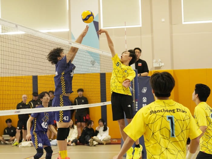 Boys playing volleyball