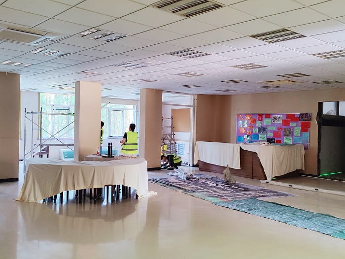 Secondary school commons area under reconstruction