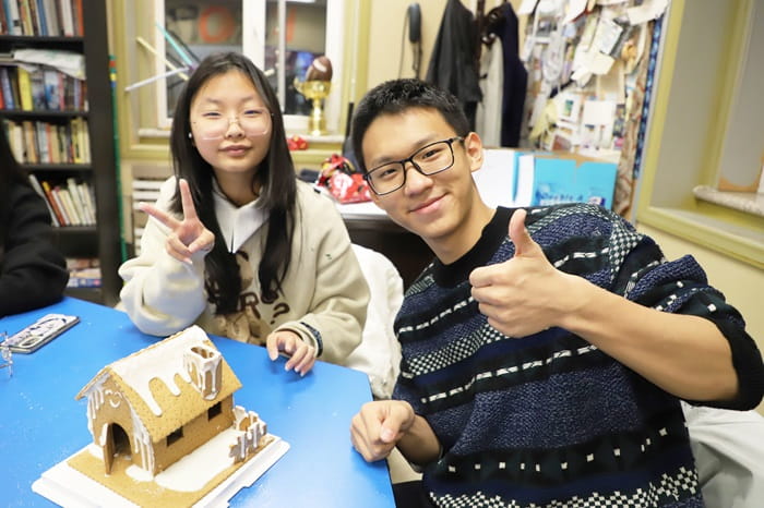 Gingerbread house decorating