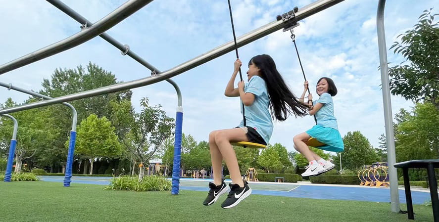 Summer camp kids on the playground