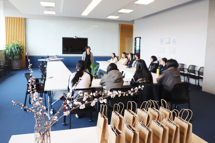 Ms. Ladon Ghalili in the Epoch company office