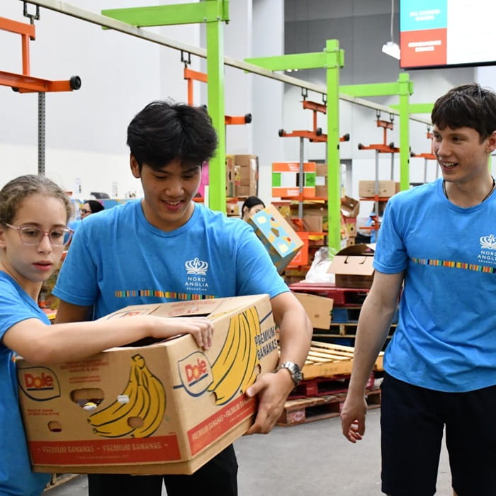 volunteers at the Houston food bank