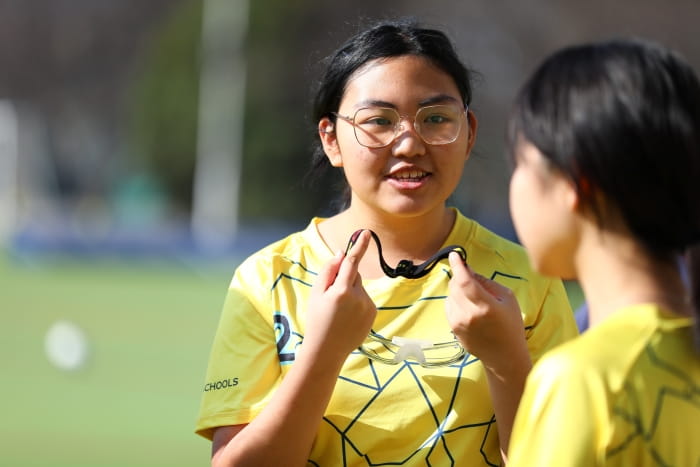 Tiffany on the soccer pitch