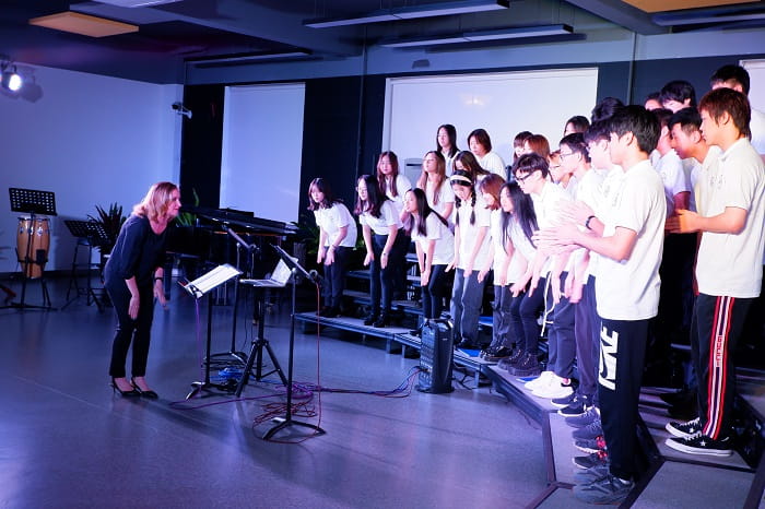 High school students singing